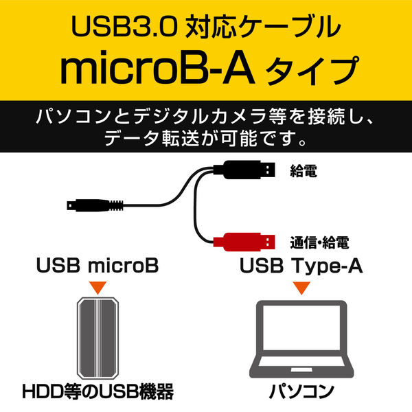 エレコム Y字Wパワーケーブル/簡易パッケージ Aオスx2 - micro-Bオスx1