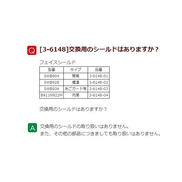 伸和 フェイスシールド あごガード有 SWB934 1個 3-6148-03