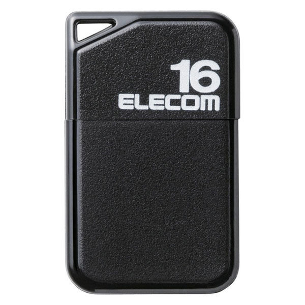 エレコム USBメモリ 16GB USB2.0 小型 ストラップホール キャップ付き ブラック MF-SU2B16GBK 1個 - アスクル