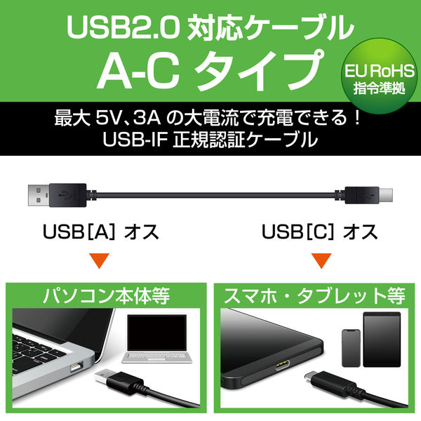 エレコム スマホ用USBケーブル/USB(A-C)/認証品/1.5m/白 MPA-AC15NWH 1