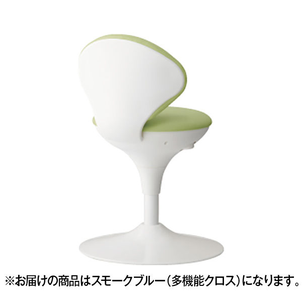 オカムラ 患者用チェア ①布張り 背付 円盤脚 座面回転ライトブルー