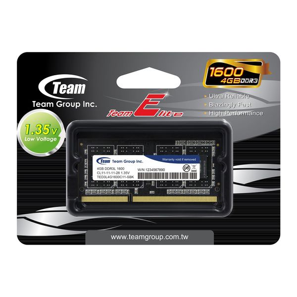 TEAM ノート用増設メモリーDDR3 1600 1.35V 4GB TSD3L4G1600C11 1個