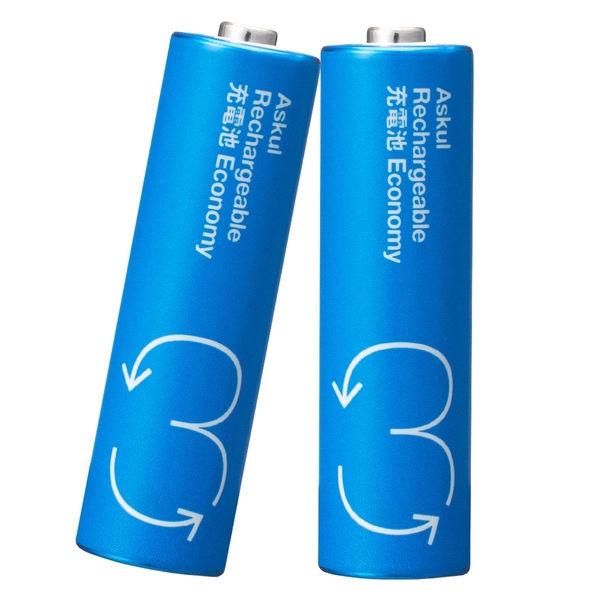 アスクルオリジナル 充電式・ニッケル水素電池 充電池 単3形 950mAh ブルー 1パック（2本入） オリジナル - アスクル