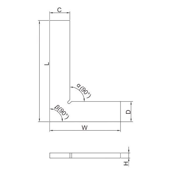 INSIZE インサイズ 90°平型スコヤ 4791-75 1個（直送品） - アスクル