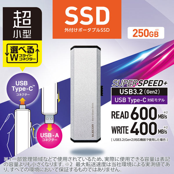 SSD-PST250U3-BA コンパクトSSD 250GB   ウイルスバスター トータルセキュリティ スタンダード 3年版 同時購入用