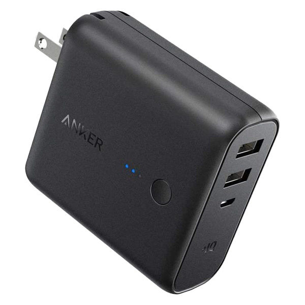 Anker モバイルバッテリー コンセント一体型 5000mAh PowerCore Fusion 5000 AC充電器 ブラック