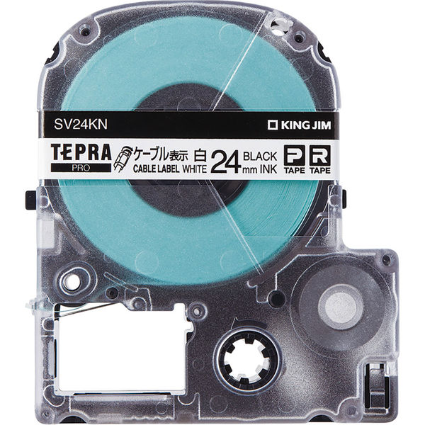 テプラ TEPRA PROテープ 配線・ケーブル 幅24mm 白ラベル(黒文字 