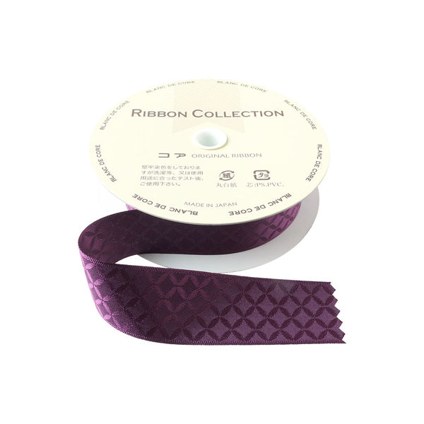 小西リボン 和柄リボン ロマン調 七宝柄 巾24mm×5m巻 パープル KR7200