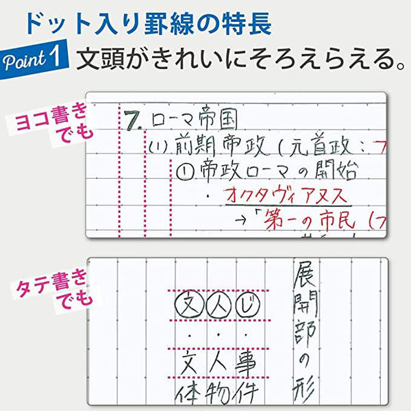 コクヨ キャンパスノート（ドット罫・カラー）セミB5 A罫 5色