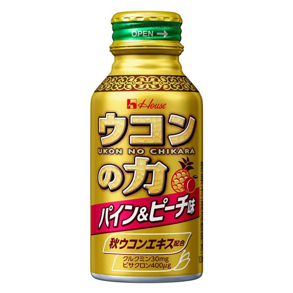 ハウスウェルネスフーズ ウコンの力 パイン＆ピーチ味 A 100ml ボトル缶 1セット（6本） - アスクル