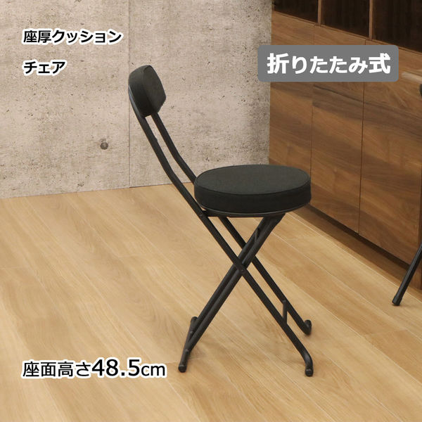 エイ・アイ・エス 折り畳み座厚チェア 背あり ブラック YSTN-01