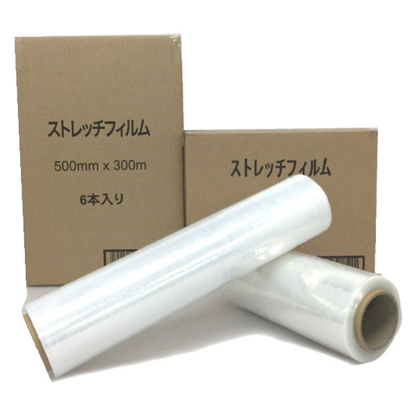 ジャストタイム二十四 ストレッチフィルム15μ 500mm×300m巻 1箱 ジャストタイム二十四 ストレッチフィルム15μ 500mm×300m巻 1箱