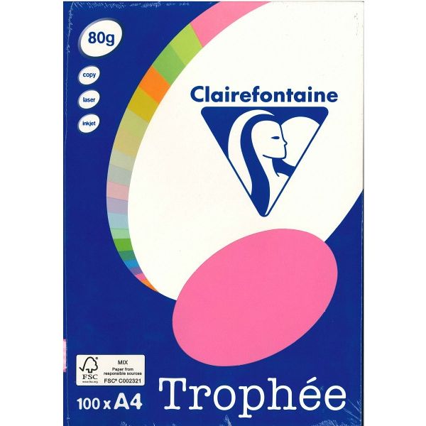 カラープリンター用紙A4トロフェ 濃色ピンク pcf4121 1冊 (100枚入) クレールフォンテーヌ