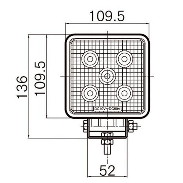 日本ボデーパーツ工業 LED作業灯(角) 10V-80V 共通15W【LSL-1002B