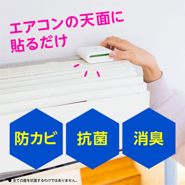 カビ防止 予防 簡単 らくハピ エアコンの防カビ 貼るタイプ フレッシュフォレストの香り 1個 対策 かび 臭い 掃除 アース製薬 - アスクル