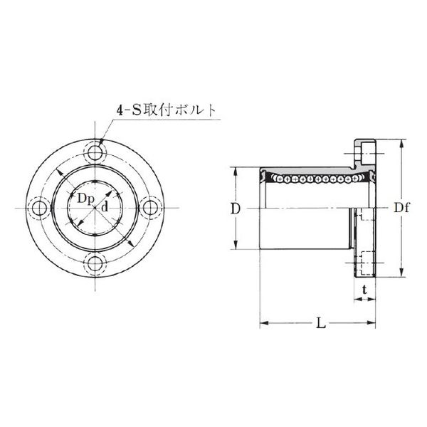 オザック精工 リニアベアリング丸フランジ内径30mm外径45mm全長
