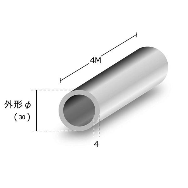 トレード アルミ丸パイプ 生地材 ｔ４Ｘ３０φＸ４ｍ 085670 1本（直送