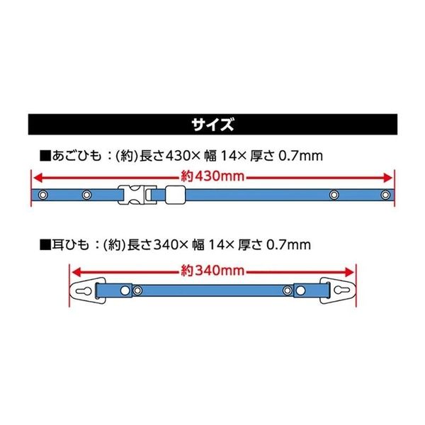 ラクラクダイノくん ホワイト/カラフル 高儀 TAKAGI ラクラクあご・耳ひもセット クリアブルー