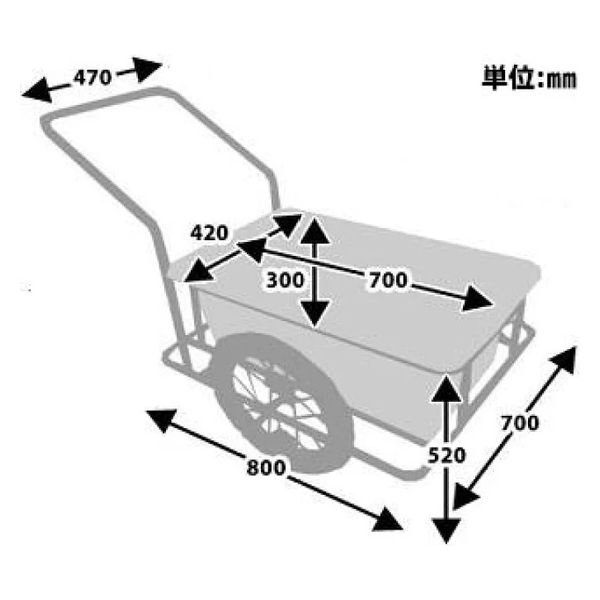 ノーパンクタイヤ付リヤカー 店舗什器やジャンクガーデン演出用