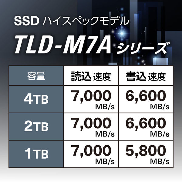 内蔵SSD 4TB NVMe M.2 読込速度7000MB/s TLD-M7A04T4UL 1個 東芝