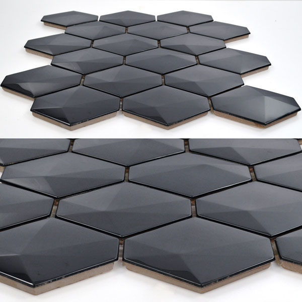 みはし ステンレスモザイクタイル 陶器質ベース ブラック 300×315mm