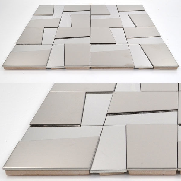 みはし ステンレスモザイクタイル 陶器質ベース シルバー 290×290mm
