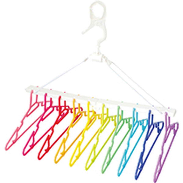 現代百貨 洗濯ハンガー 10連 SUNNY RAINBOW フォルダブルハンガー