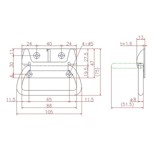 ジョー・プリンス竹下 Hー381ー1 バネ入トランク取手 105mm 1043812201 1セット(50個)（直送品） ジョー プリンス竹下
