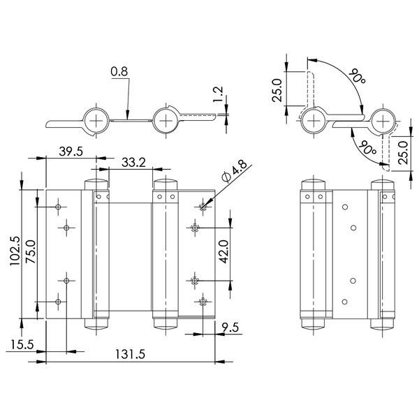 ハイロジック 26068 PEN ステンレス自由丁番(両開) 102mm 1組（直送品