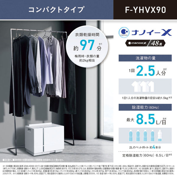 概要 ハイブリッド方式 衣類乾燥除湿機 F-YHVX90 | 衣類乾燥除湿
