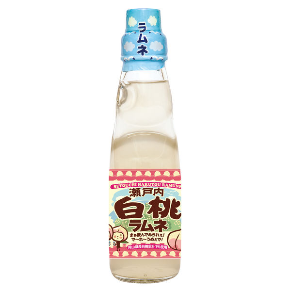 齋藤飲料工業 瀬戸内白桃ラムネ 瓶 200ml 1箱（30本入） - アスクル
