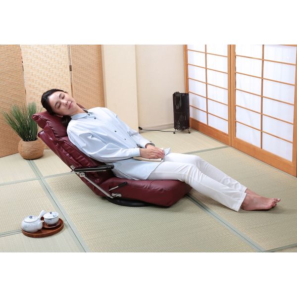 谷村実業株式会社 本革跳ね上げ式リクライニング回転座椅子 ブラック