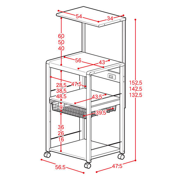 エムケー精工 レンジラック 3段、ハイタイプ、ホワイト ORH-201W 1台