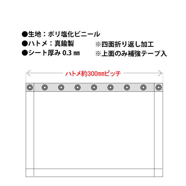 ハイロジック ビニールカーテン 透明 幅5400×高さ2000mm 厚み0.3mm 防炎・帯電防止タイプ 1枚（直送品） - アスクル