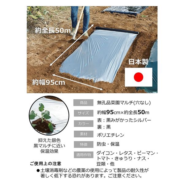 岩谷マテリアル 岩谷 菜園メタリック黒マルチ 0.02mm×950mm×50m