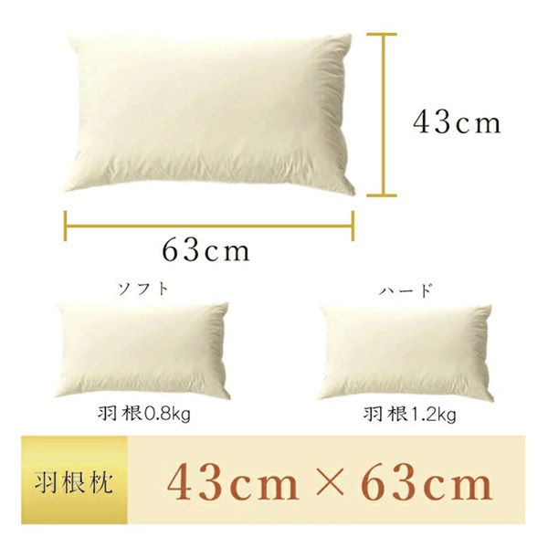 丸八真綿 至福の眠り フェザー枕 高め 630×430mm 630711BO 1個（直送品 