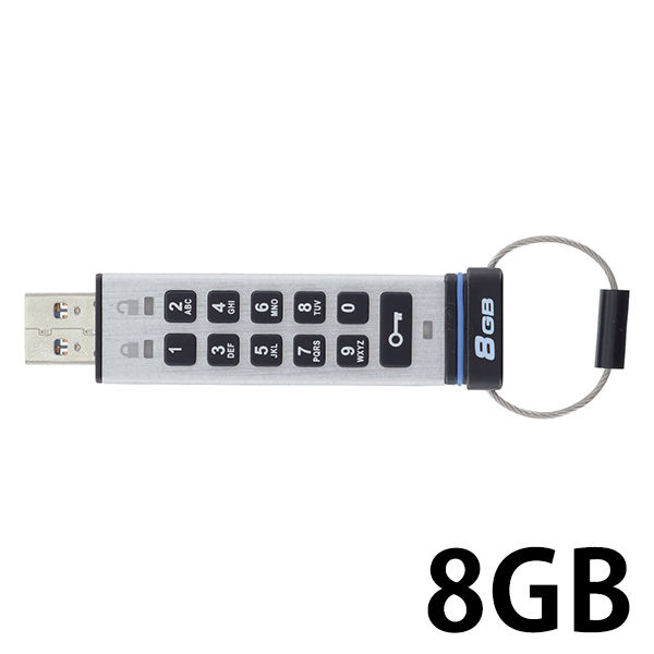 セキュリティ USBメモリ 8GB USB3.0 10Key付 ハードウェア暗号化