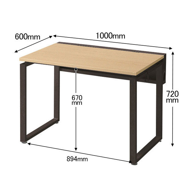 Ceha プレノデスクシステム 平机 引出し無し オーク天板/ブラック脚 幅1000×奥行600×高さ720mm 1台 (3梱包) - アスクル