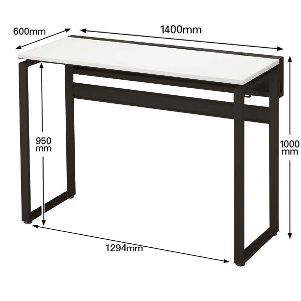Ceha プレノデスクシステム ハイデスク 引出し無し ホワイト天板/ブラック脚 幅1400×奥行600×高さ1000mm 1台 (4梱包) -  アスクル