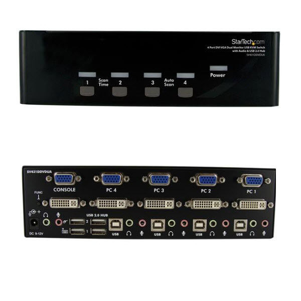 4ポート DVI & VGA対応USB接続KVMスイッチ SV431DDVDUA 1個 StarTech