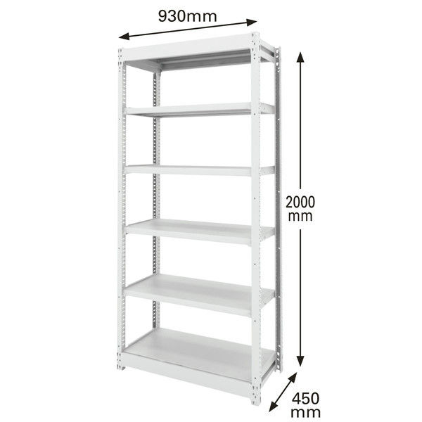 オカムラ BRIO ブリオ 本体セット 天地6段 ホワイトフレーム スチール棚 ネオホワイト 幅930×奥行450×高さ2000mm 6011736  （取寄品）