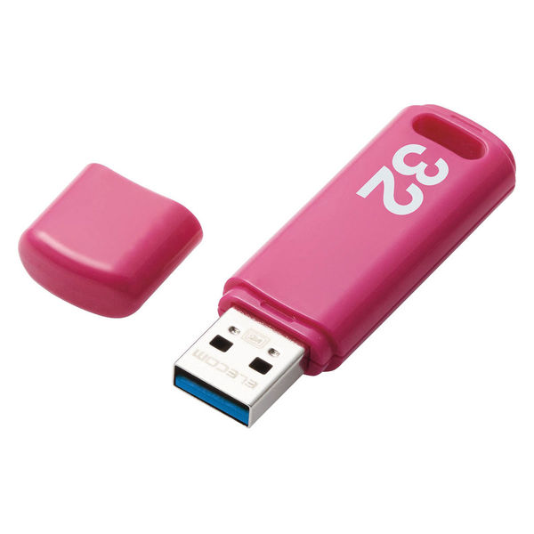 USBメモリ 32GB USB3.0 シンプル キャップ式 ピンク セキュリティ機能