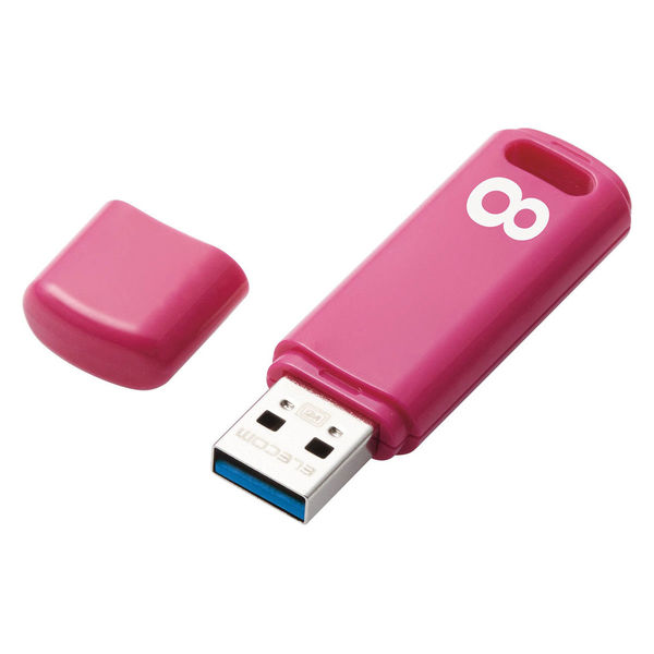 USBメモリ 8GB USB3.0 シンプル キャップ式 ピンク セキュリティ機能対応 MF-ABPU308GPN エレコム 1個 オリジナル