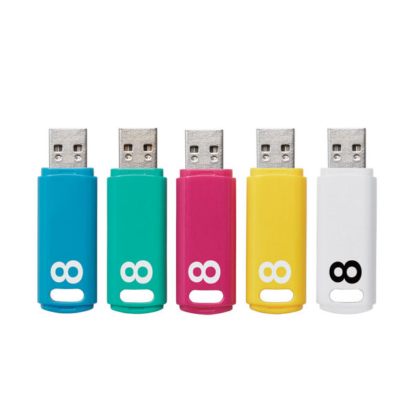 USBメモリ 8GB USB3.0 シンプル キャップ式 5色パック セキュリティ