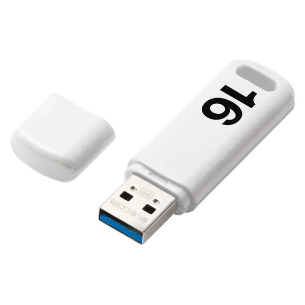 USBメモリ 16GB USB3.0 シンプル キャップ式 ホワイト セキュリティ機能対応 MF-ABPU316GWH エレコム 1個/通販