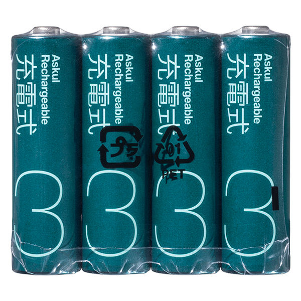 アスクルオリジナル 充電式・ニッケル水素電池　単3形 HR-3STD-ASK 1パック（4本入） オリジナル