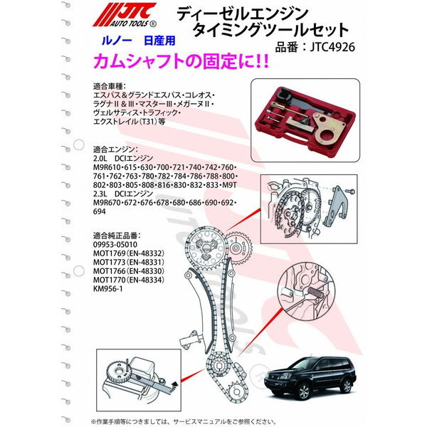 ラグナ（JTC） JTC ディーゼルエンジンタイミングツールセット JTC4926