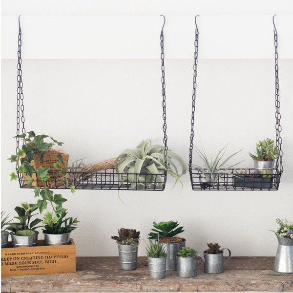 園芸 インテリア ハンガー ハンギング ワイヤーバスケット 13 D 4個