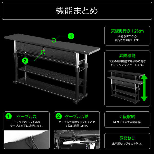 軒先渡し】 Bauhutte エクステンションデスク ケーブルボックス/拡張