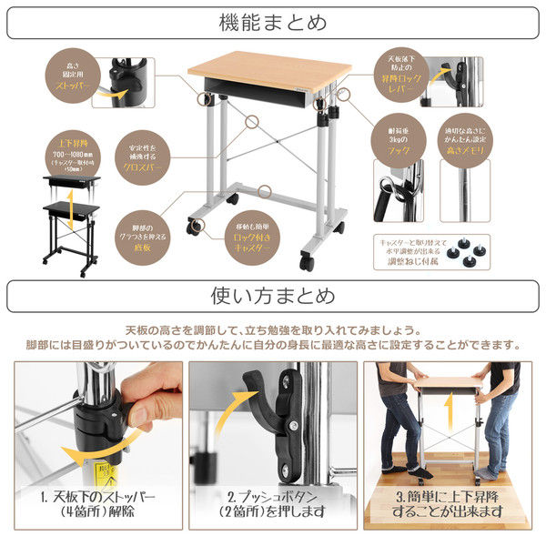軒先渡し】 Bauhutte スクールスタンディングデスク 幅639×奥行